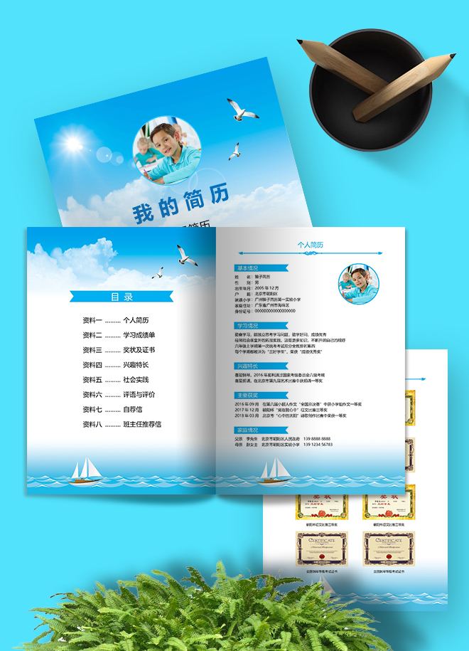 杨帆航海小升初简历模板