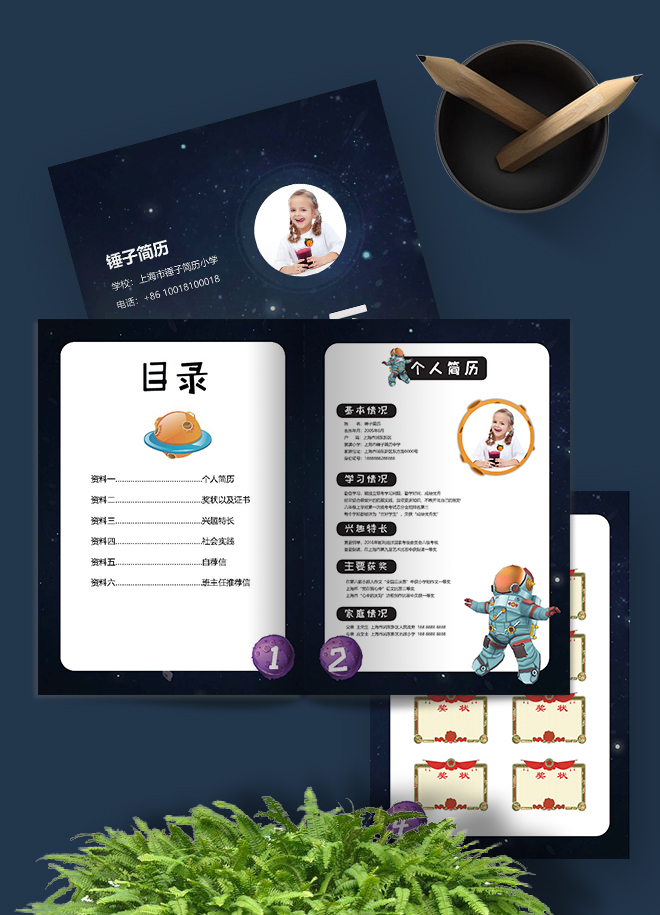 宇航员主题小升初简历模板