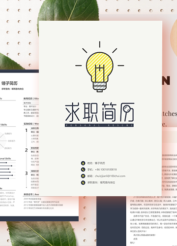 个性灯泡创意简历套装