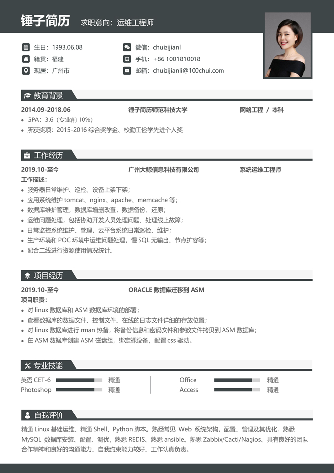 运维工程师简历模板