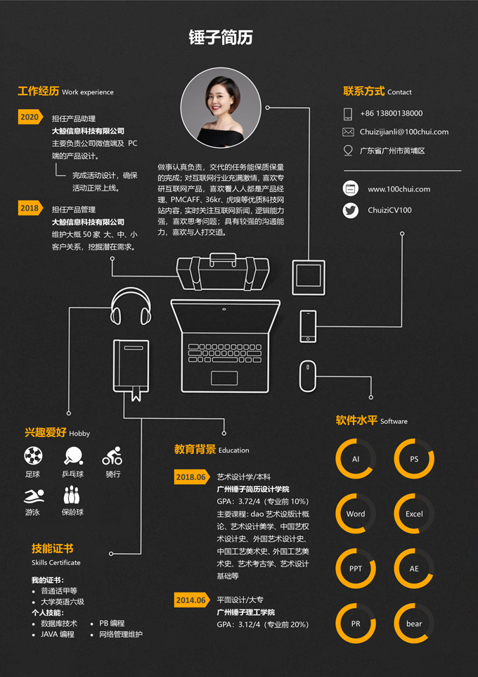 互联网创意办公简历模板