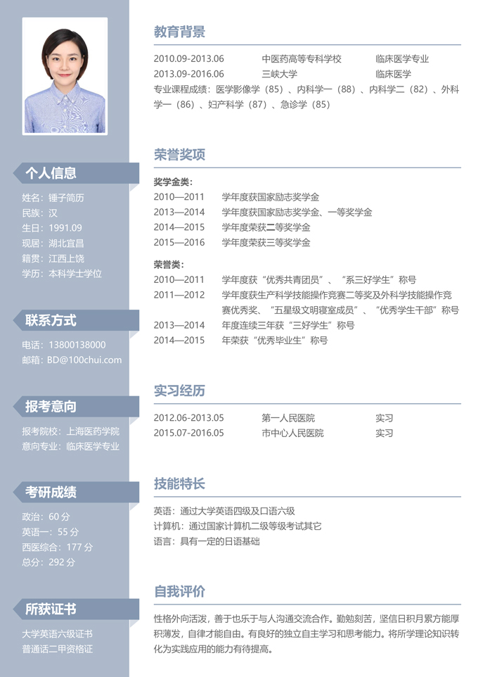 研究生考研复试简历模板