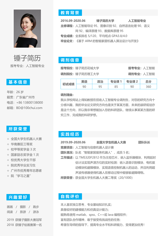 考研调剂简历