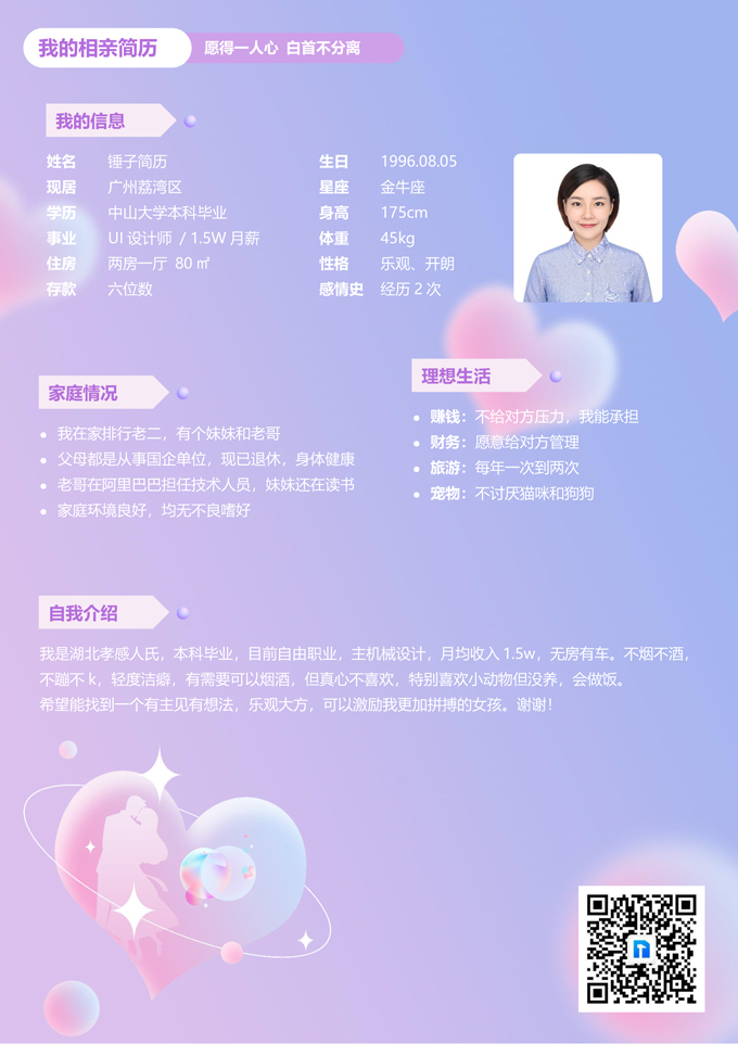 个人相亲简历模板